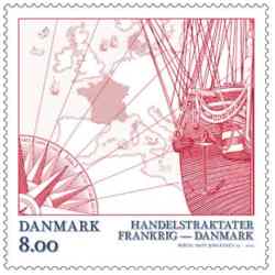 Danmark frimärken Handelstraktat Danmark - Frankrike