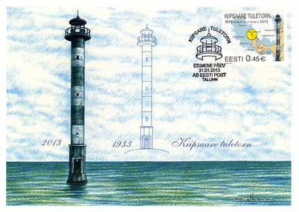 Estland frimärken Maxikort 20130131 Fyren Kiipsaare