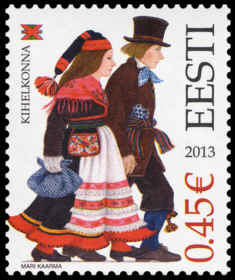 Estland frimärken 20130328 Folkdräkter Kihelkonna