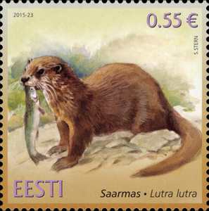 Estland frimärke 20150825 Utter (Lutra lutra)