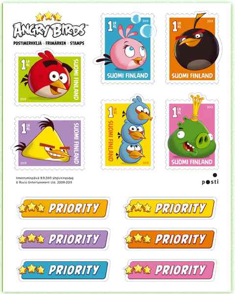 Finland frimärken 20130909 Angry Birds