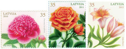 Lettland blomsterfrimärken 2010-2012