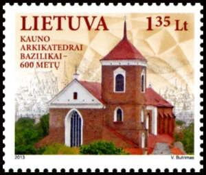 Litauen frimärken 20130608 Kaunas katedral 600 år