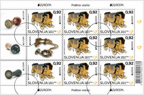 Slovenien postfordon frimärken