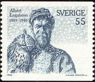 Albert Engström med berguv